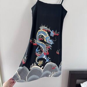 Vintage America Black Dragon Mini Dress